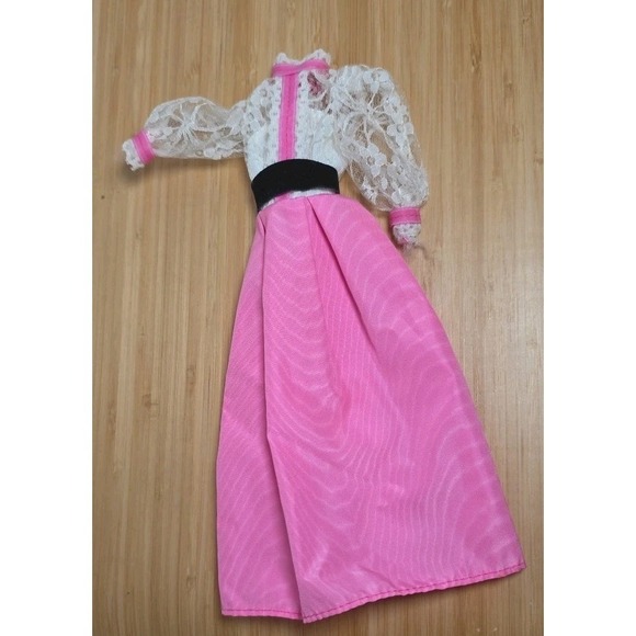 Mattel Other - Vintage Mattel ANGEL FACE BARBIE ORIGINAL PInk MAXI DRESS Lace Bodice Very Nice!